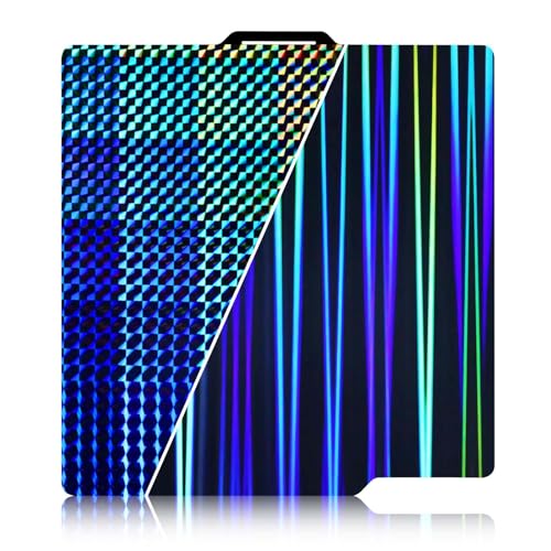 Daul Sided Smooth H1H Build Plate for Bambu Lab X2D X1 X1C X1E P1P P1S P2S A1, Rainbow Steak + Phantom H1H Spring Steel Plate Flexible Sheet 256x256mm for Bambu Labs 3D Printers - color: Rainbow Streak+Phantom H1H