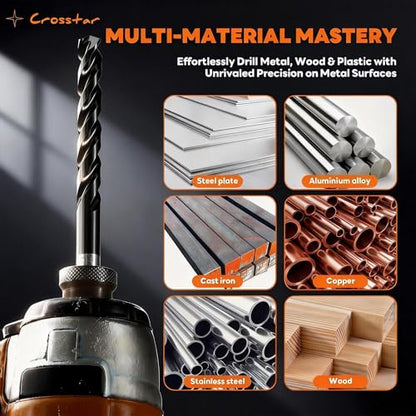 Crosstar M35 Cobalt Drill Bit Set,Three-Flute Design,1/8",10 Pack - size: 10pcs(1/8in)