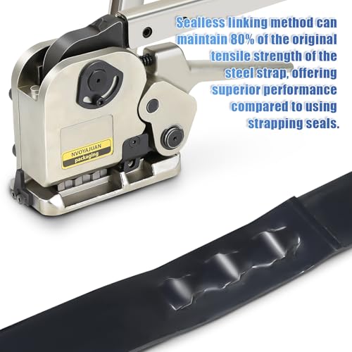Packaging Metal Steel Strapping Banding Tool Machine for Steel Strap Integrates Functions of Tensioner Crimper and Cutter Sealless Combination (NYJSG-5/8") - style: NYJSG-5/8"