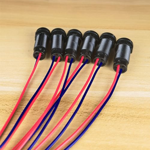 Gebildet 6pcs Red/Blue/Green LED Indicator Pilot Light 110VAC Mounting Hole Size 10mm(Flame Retardant Plastic Shell) - color: R/B/G/W 110-220V/Black shell