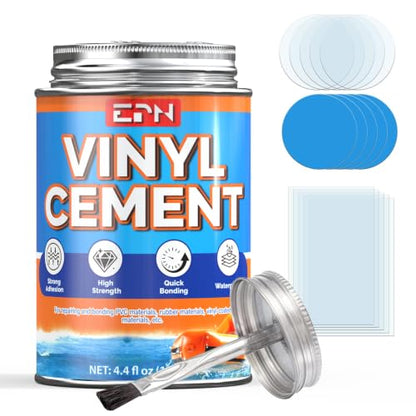 EPN Vinyl Cement, 4.4 oz Pool Patch Repair Kit with 15 PVC Repair Patches - size: 4.4oz