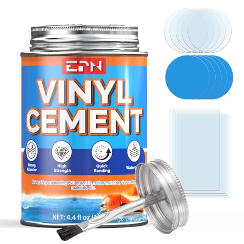 EPN Vinyl Cement, 4.4 oz Pool Patch Repair Kit with 15 PVC Repair Patches - size: 4.4oz
