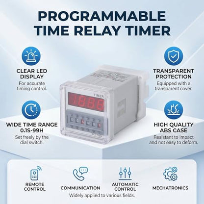 Fafeicy DH48S-S Programmable Delay Time Relay, 8-Pin,