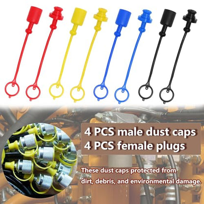 1/4" Hydraulic Fitting Caps and Plugs 8PCS Hydraulic Dust Caps - size: 1/4