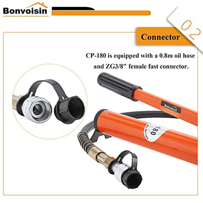 Bonvoisin CP-180 Manual Hydraulic Pump Hand Pump Hose Coupler for Hydraulic Tools(8500psi) - color: CP-180 Pump