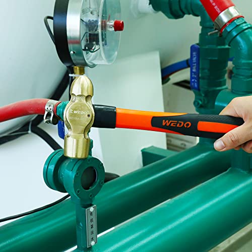 WEDO Brass Ball Peen Hammer with Fiberglass Handle,Ball Pein Hammer, 1lb, 280mm, 11" - color: Fiberglass Handle, size: 1lb