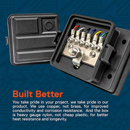 TRUE MODS 12V-48V Power Distribution Block Battery Terminal Ground Bus Bar