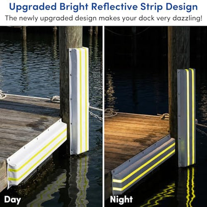 Dock Bumpers 36 Inch/48 Inch/58 Inch/72 Inch, Boat Dock Bumpers with Upgrade Reflective Strip and Stainless Steel Screws, Dock Fenders Bumper Guards Marine Grade (Black/White/Gray) -1 Pack 2 Pack - color: White, style: 48in-2pack