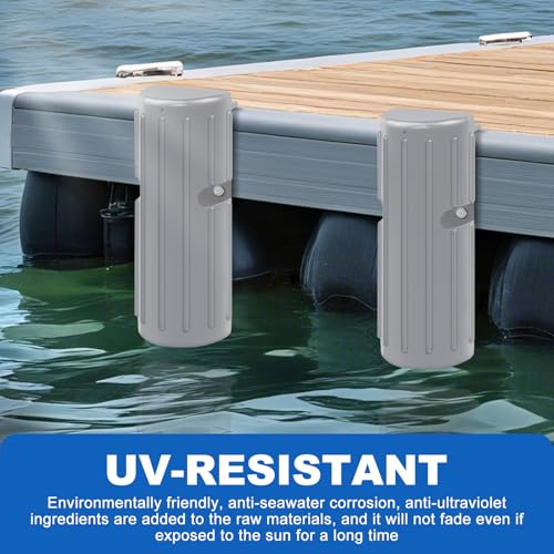Dock Bumpers Dock Edge, Dock Bumpers Fenders for Edge & Side - Marine Fender Guard - Vertical Dock Protection with Stainless Steel Hardware - 2 Pack - Gray - style: 2PACK-GRAY