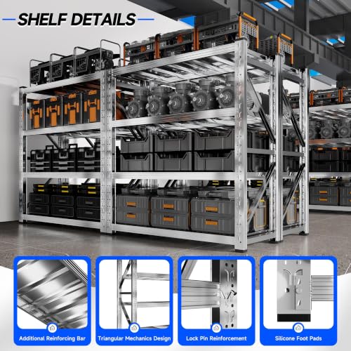 Heavy Duty Stainless Steel Shelving Unit, 2200 LBS Total Load Capacity - color: Stainless Steel, size: 23.7"Dx68.9"Wx70.9"H