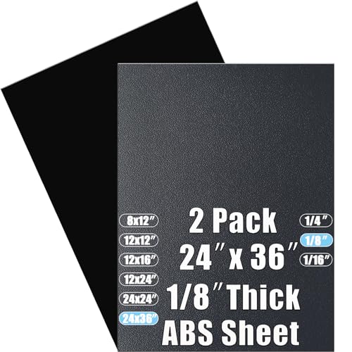 ABS Plastic Sheet 1/8 Inch Thick 24" x 36" (2-Pack),Two-Sided Heat Moldable Panel (Thermoplastic Textured Front & Smooth Back), Black Thermoform Board Great for DIY Projects, Decor, Handcrafts - size: 24" x 36" x 1/8"