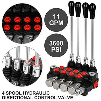 Hydraulic Flow Control Valve 4 Spool 11 GPM Adjustable Relief Valve - size: 4 Spool 11 GPM