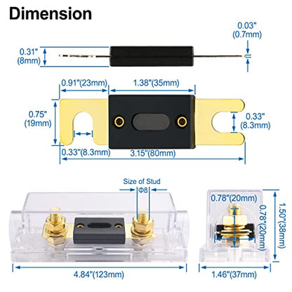 BAOMAIN 1-Pack 40A ANL Fuse Holder Kit Gold-Plated for Car Audio 12V - style: 40 Amp.