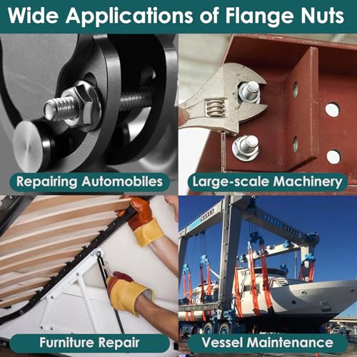 M5x0.8mm Serrated Flange Nuts 100Pcs,Stainless Steel Hexagon Flange Hex Lock Nuts - size: M5 100pcs