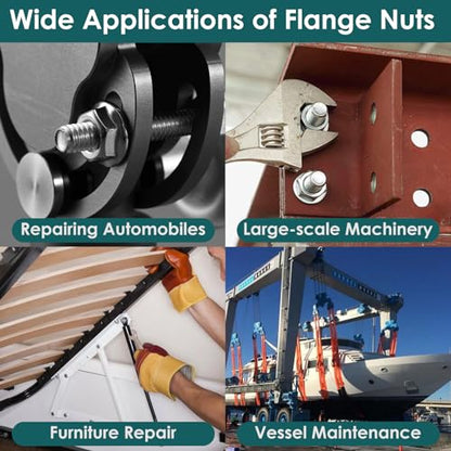 M5x0.8mm Serrated Flange Nuts 100Pcs,Stainless Steel Hexagon Flange Hex Lock Nuts - size: M5 100pcs