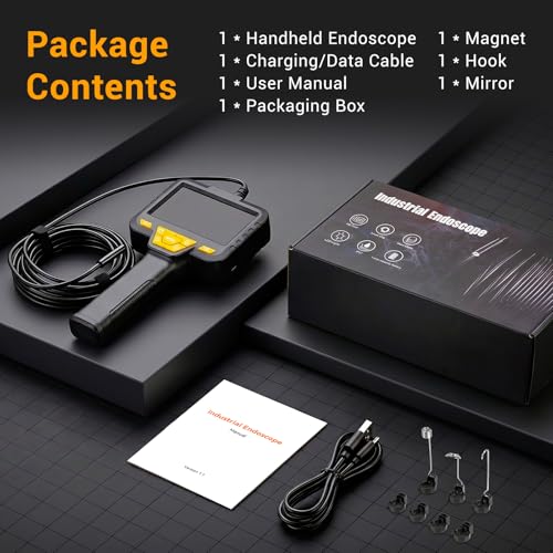 Endoscope Camera with Light, 4.3" 1080P HD Borescope, 16.5ft Semi-Rigid