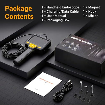 Endoscope Camera with Light, 4.3" 1080P HD Borescope, 16.5ft Semi-Rigid