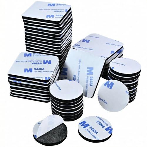 Double Sided Foam Tape,Heavy Duty Mounting Tape,56Pcs 3mm thickness Self-Adhesive Tape,Super-Sticky Black Strong Pads Include Square Round,Waterproof for Walls Door Wood Metals Glass Papers (Black)