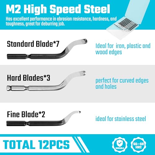 DURATECH Deburring Tool with 12-Piece M2 High Speed Steel Blades
