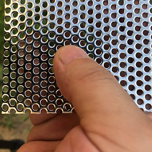 19 Gauge Perforated Metal Sheets 7.8"x3.9" Expanded Metal Mesh Opening 32% Hole 3mm 0.12"(About 1/8") Perforated Stainless Steel Sheet 304 Stainless Steel Mesh Screen Panel Decorati Plate - size: 7.8" X 3.9"