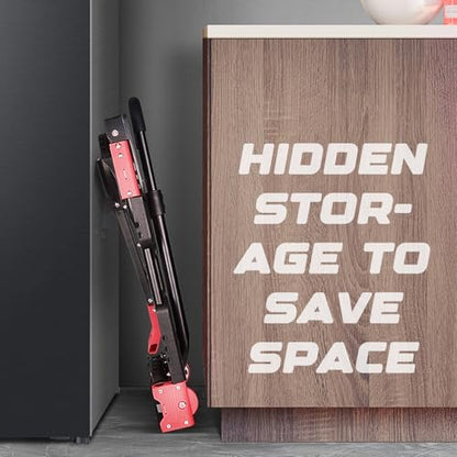 Folding Hand Truck, 2 in 1 Portable Heavy Duty Carrying Moving Dolly Cart with 4 Foldable Wheels and Retractable Handle Duty 330lbs (Red) - color: Red-a