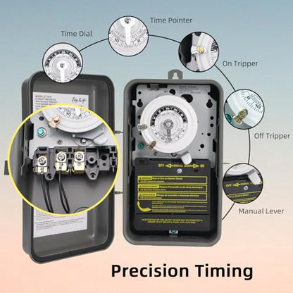 T101R 40A 120V 24-Hour Programmable Timer for Commercial Defrost, Lighting