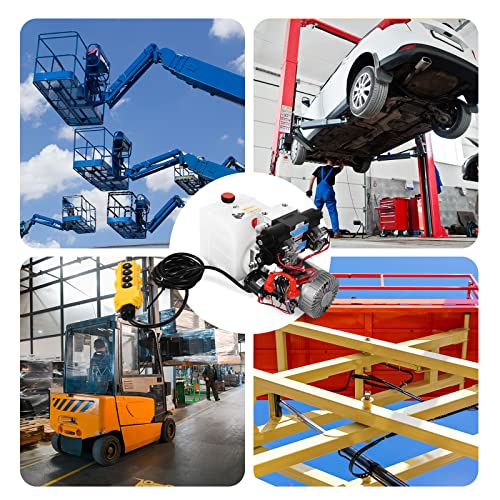 Hydraulic Power Unit Double Acting Hydraulic Pump 4.5 Quart Reservoir 12V DC Double Solenoid Dump Trailer Pump Electric Hydraulic Pump for Dump Trailer Car Lifting - color: White-Plastic, size: Double Acting + 4.5 Quart