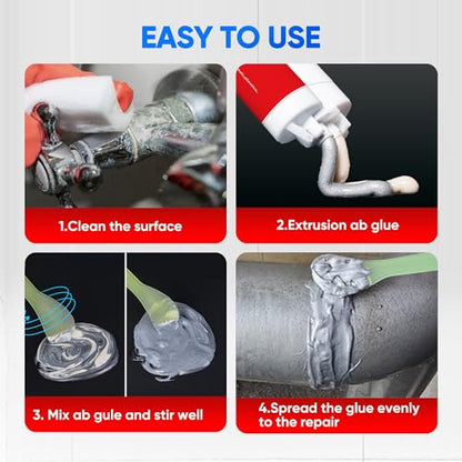 Metal Glue,Muffler Repair kit，Waterproof Sealing Epoxy Adhesive, Liquid Metal Filler,The Strongest for Metals Plastics Steel Ceramics Fiberglass