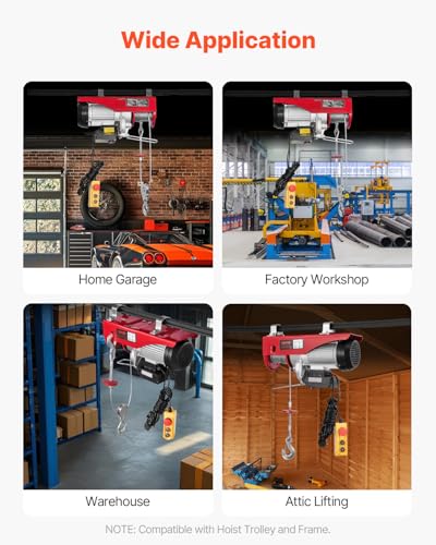 VEVOR Electric Hoist, 2200 lbs 120V Electric Winch with 328 ft Wireless & 14 ft Wired Remote Control, 40 ft Single Cable Lifting Height, Single/Double Slings, Lift Hoist for Garage Warehouse Factory - size: 2200LBS Wireless/Wired