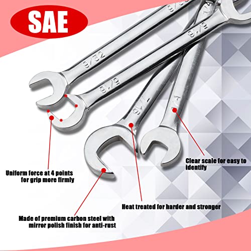 SPEEDWOX Mini Double Open End Wrench Set, 10-Piece, High Carbon Steel, Silver - size: Double Open End SAE 10-Piece