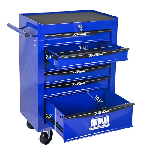 6-Drawer Rolling Tool Chest, Lockable for Garage, Blue - color: Blue, size: 6-Drawers