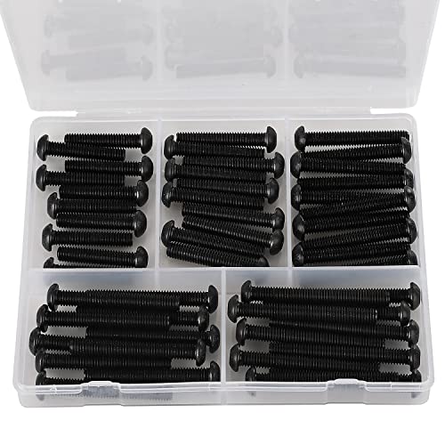 M6 x 30mm 35mm 40mm 45mm 50mm Button Head Socket Cap Screws Bolts 10.9 Grade Alloy Steel Metric Machine, Black Oxide Finish, Allen Hex Drive, Fully Threaded, Assortment Kit 50PCS - size: M6 x 30/35/40/45/50mm (50PCS)