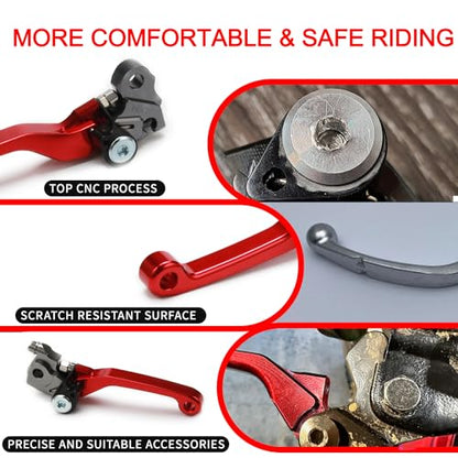 Motorcycle Brake Clutch Lever Pivot Levers Set Adjustable CNC for CRF250R CRF450R 2007-2025 CRF250RX 2019-2025 CRF450RX 2017-2023 CRF450RWE Dirt Bike Red - color: Red