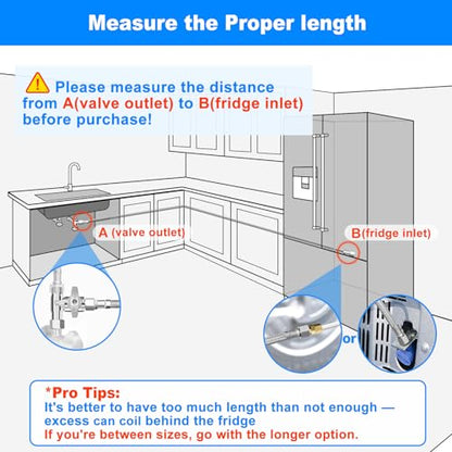 Refrigerator Water Line - 18FT,Foodgrade PEX Inner Hose for Fridge Icemaker - size: 18 FT
