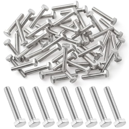 Zonon 50 Pcs 1/4-20 x 1-1/2" Hex Head Screw Bolt, Silver - color: Silver, size: 1/4-20 X 1-1/2"