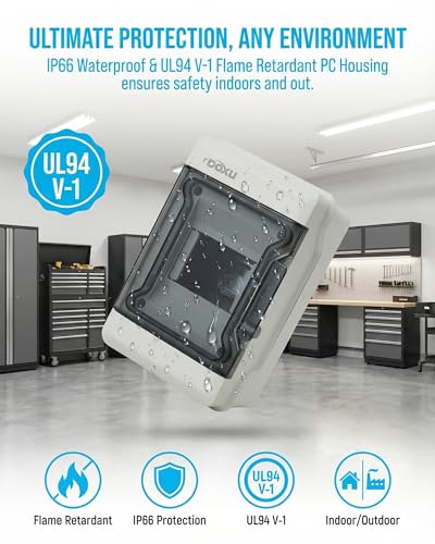 Circuit Breaker Box, IP66 Distribution Protection Box (AT-4 Way-H) - size: 4 - 5x7.9x3.9 INCH