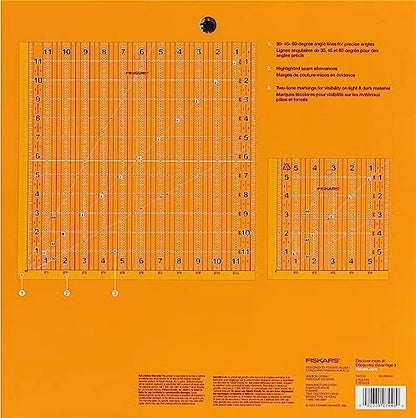 Fiskars 2-Piece Square Sewing Ruler Set, 6.5" x 6.5" and 12.5" x 12.5" - size: 6.5" Sq & 12.5" Sq