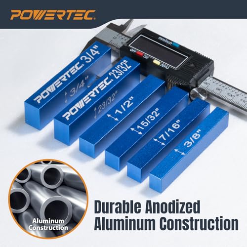 POWERTEC 15pcs Setup Blocks Height Gauge Set, Router Table Setup Bars for Router Bit/Table Saw Blade Height, Band Saw, Drill Press, Aluminum Marking Gauge for Carpenter, Woodworking (71843) - style: Router Setup Blocks
