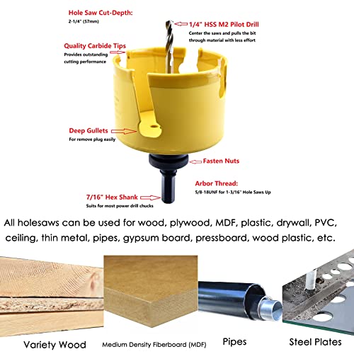MaxTool 12" TCT Hole Saw 305mm Carbide Tip Holesaw 2.25" Deep with 5/8-18 Thread for Cutting Asphalt Brick Concrete MDF Tough Material; CT00Y57R1200 - size: 12"