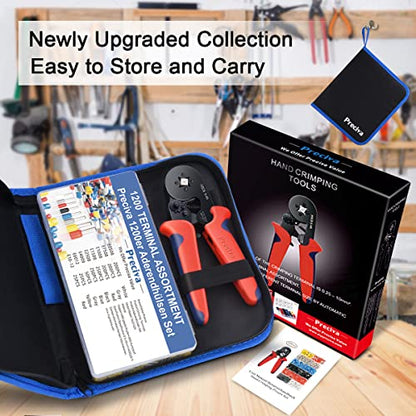 Preciva Ferrule Crimping Tool with Wire Connectors & Storage Bag, AWG23-7 - color: Red + Bag