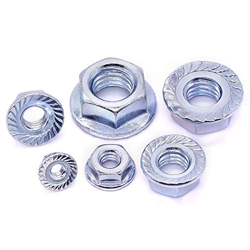 7/16"-14 UNC Serrated Flange Hex Locknuts Lock Nuts, Zinc Plated Carbon Steel, 11/16" Hex Drive, 20 PCS - size: 7/16"-14