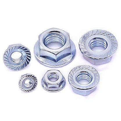 7/16"-14 UNC Serrated Flange Hex Locknuts Lock Nuts, Zinc Plated Carbon Steel, 11/16" Hex Drive, 20 PCS - size: 7/16"-14