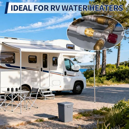 RV Water Heater Backflow Preventer, 1/2" NPT Double Male Thread Hot Water Heater Check Valve, Lead-Free Brass Plumbing Backflow Check Valve for RV, Camper, Motorhome, Trailer - style: Male to Male/1