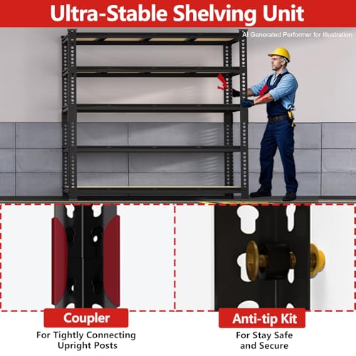 PrimeZone 60" W X 24" D X 72" H Heavy Duty Garage Storage Shelves, 3000 LBS - size: 60" W x 24" D x 72" H