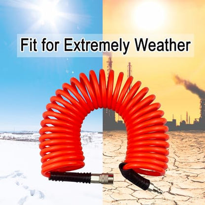 Darnassus PU Recoil Air Hose Compressor Tube with 1/4" Swivel Fittings - color: Red, size: 15 FT