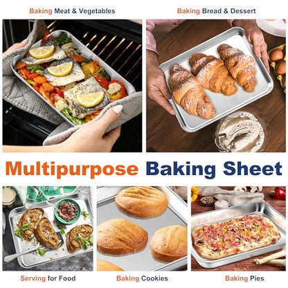 P&P CHEF Baking Sheet Pan, Stainless Steel Cookie Sheet, 10.5 Inch & 2 Pcs - size: 10.5 Inch