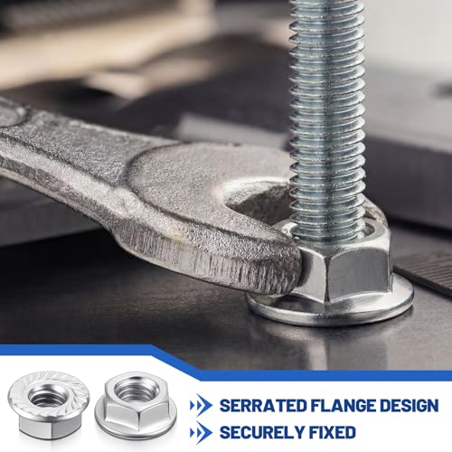 Hicarer 1000 Pack 5/16-18 Zinc Plated Serrated Flange Hex Lock Nuts, Serrated Flange 5/16-18 Hex Lock Nuts Locknuts Replacement Bright Finish Corrosion-Resistant - size: 5/16-18
