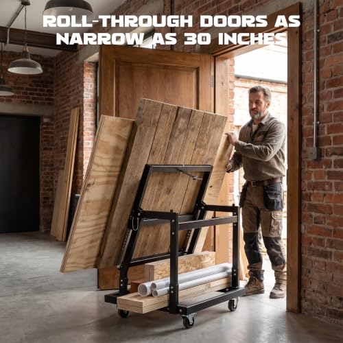 APARECIUM Panel Handler Cart and Shop Stand, Tilting Panel Cart with Rolling Casters, Tilting Panel Mover Mobile Workbench, Drywall Cart for Woodworking, Lumber Furniture Workshop, Warehouses, Garage