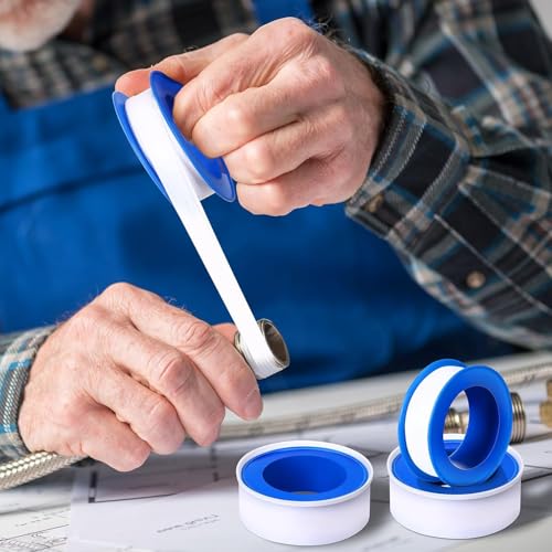 Pushglossy 200 Rolls PTFE Tape 1/2 x 520 Inches Plumbers Tape, White