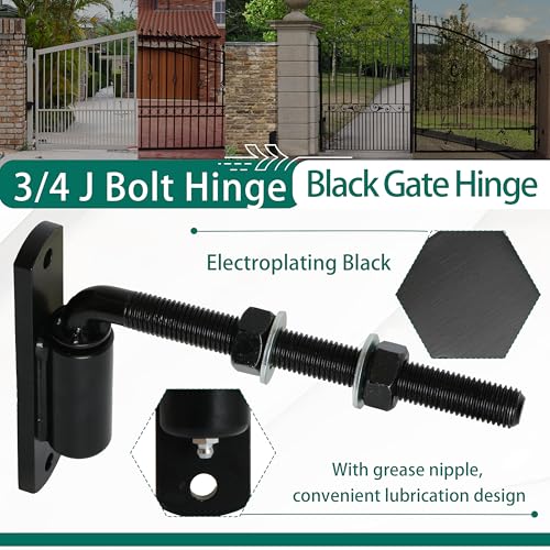 3/4" J Bolt Gate Hinge Heavy Duty Bolt Industrial for Large Heavy Driveway